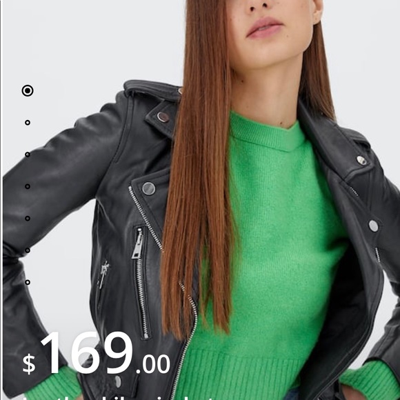 *NEW* Stradivarius Leather Biker Jacket: Never worn. 100% Leather - Picture 2 of 9